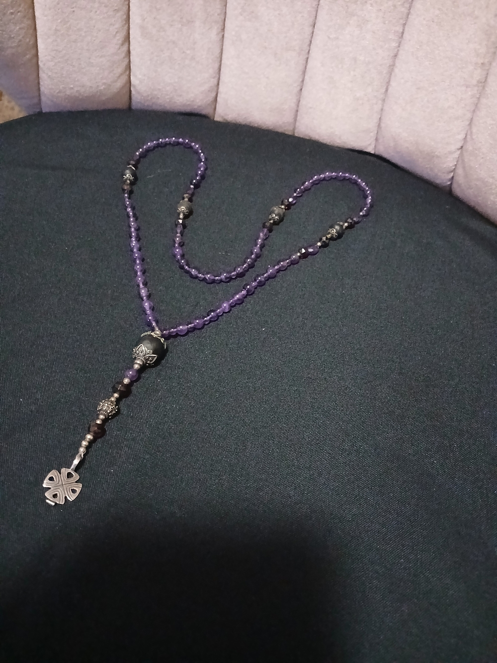 Amethyst & Black Amber 925 Necklace